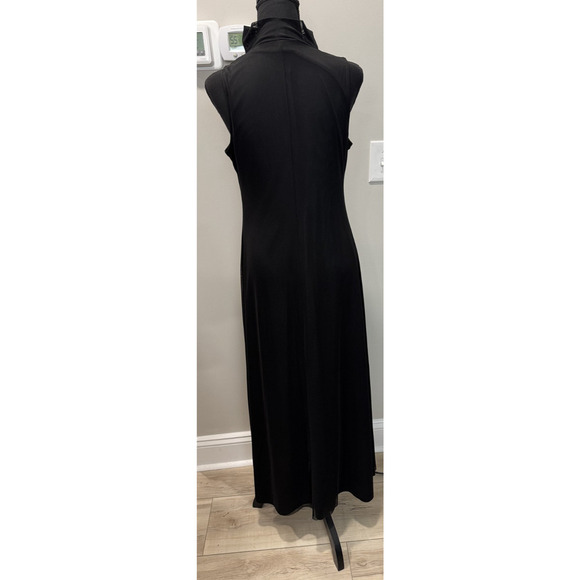 Whimsigoth Vince Camuto Black Sheer Mock Neck Maxi Dress Small Ethereal Romantic - Picture 6 of 10